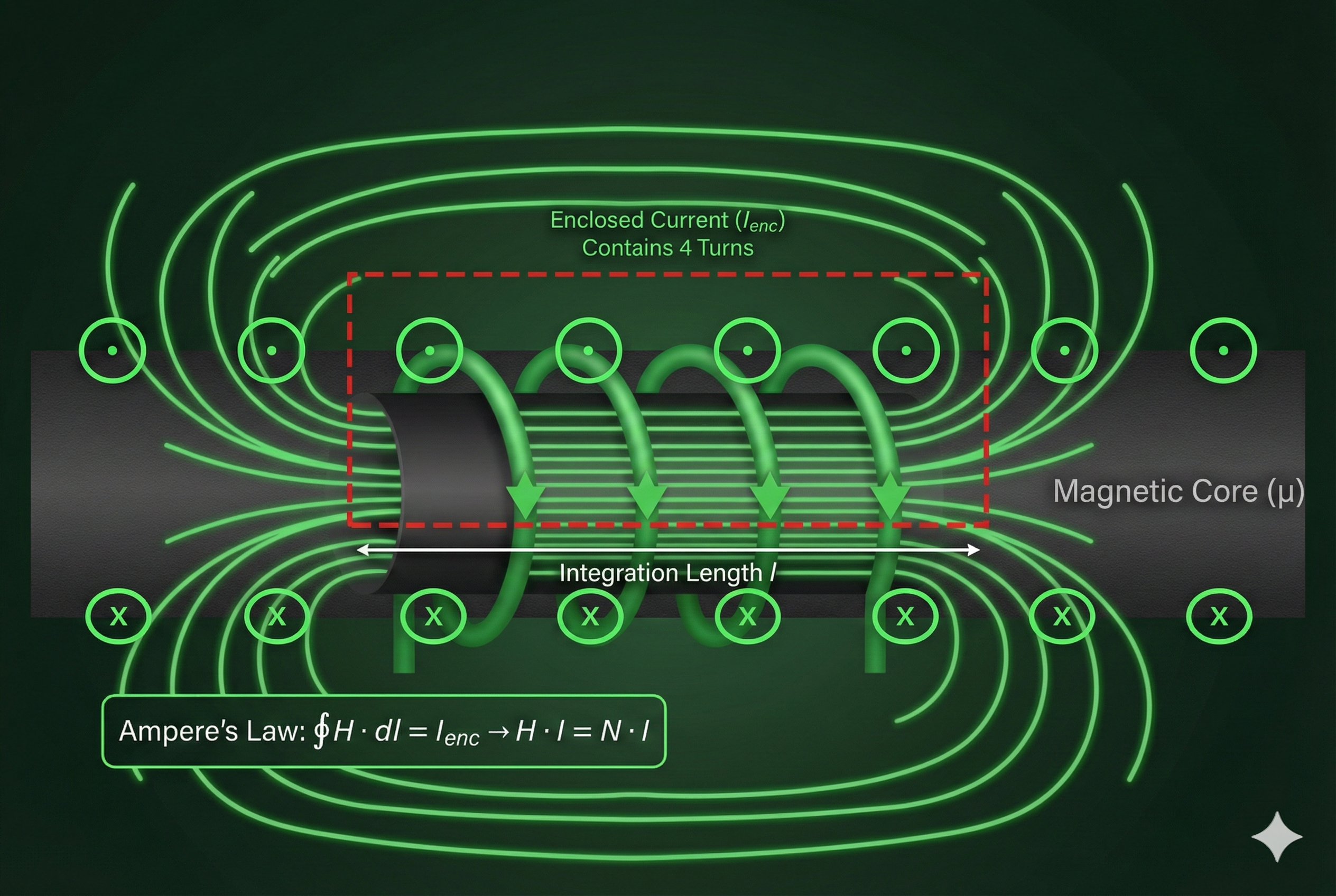 Amperian loop through solenoid cross-section