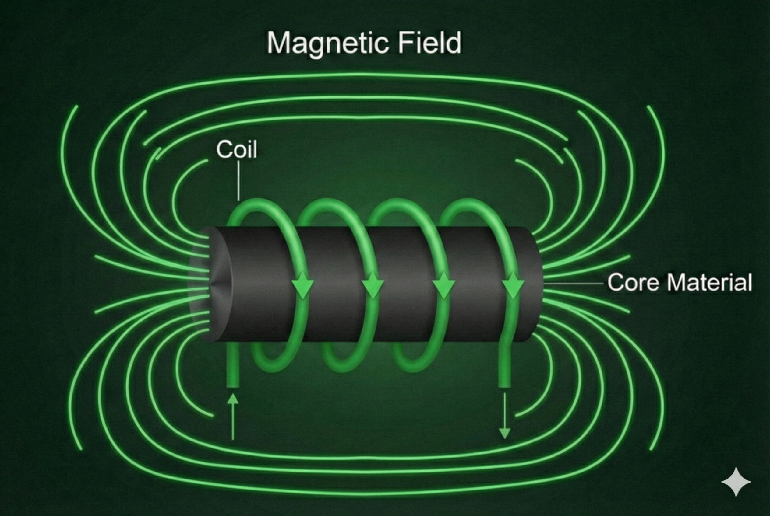 Coil inductor with magnetic field lines
